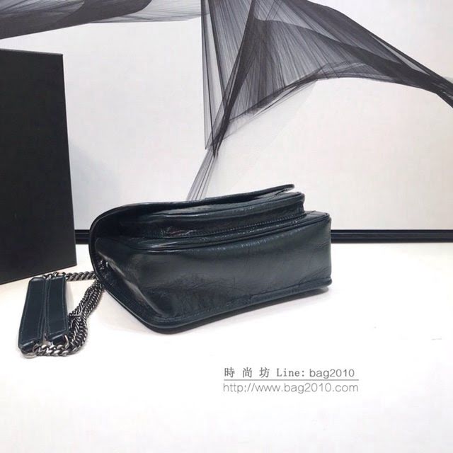 YSL爆款女士包包 聖羅蘭經典款Niki油蠟抓皺牛皮小號郵差包 YSL肩背斜挎包 533037  jjh1189